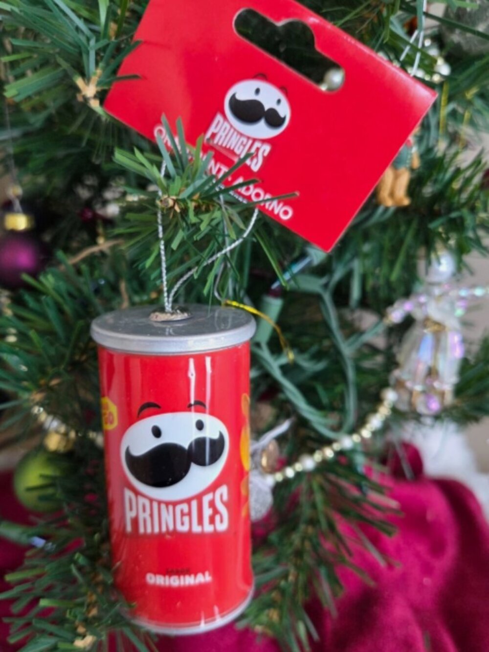 Ruz Blown Plastic Christmas Pringles Can Ornament Food